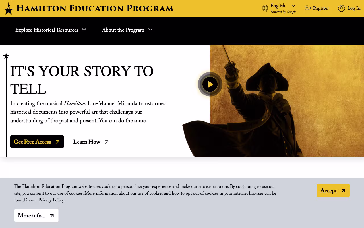 Screenshot of Hamilton Education Program
